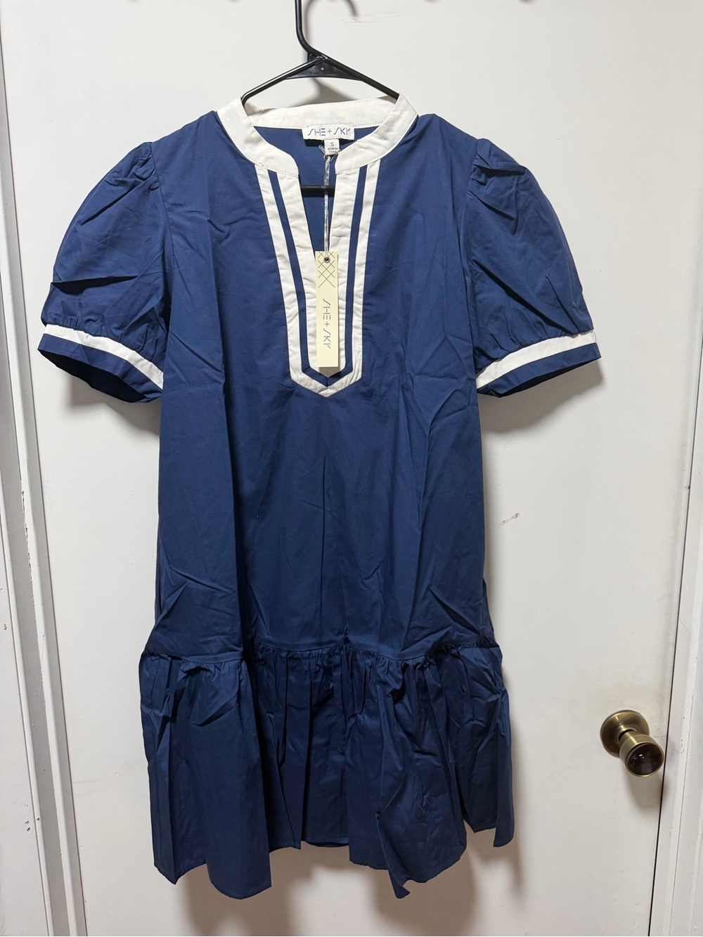 She + Sky Women’s Navy and White Dress